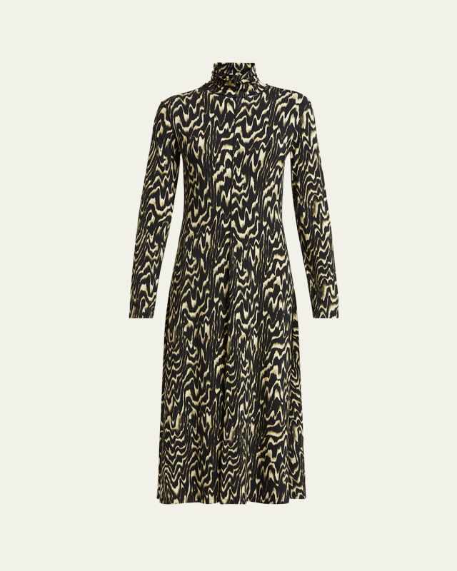 Marion Printed Turtleneck Midi Dress
